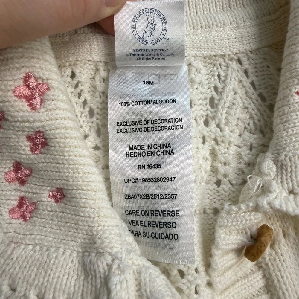 Peter Rabbit Girls 2 Piece Dress Knit Cardigan Bunny Set Pink Tulle 18 months